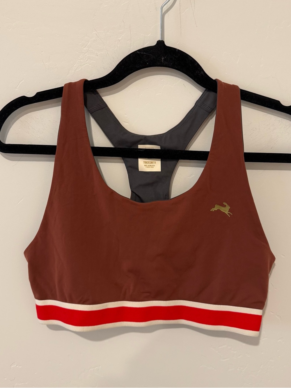 Tracksmith Rust Brown Running Sports Bra Womens Large High Impact Workout